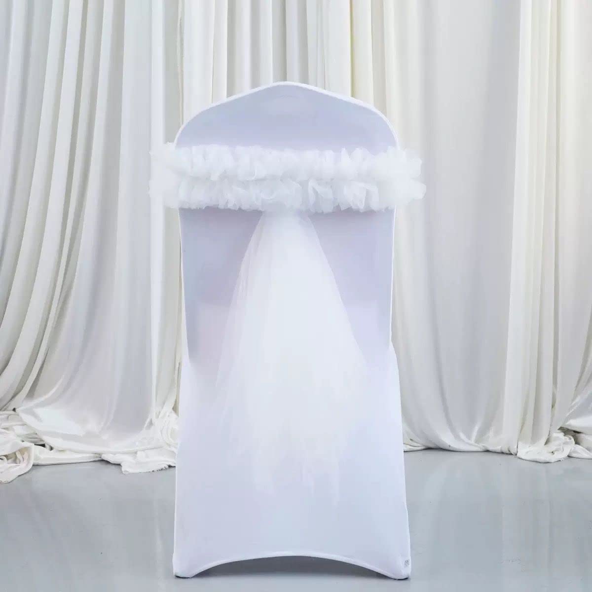 50 Stück Spandex Organza Stuhl Schärpe Schleife für Hochzeit Party Event Bankett Heimdekoration Stuhl Schärpen Knoten