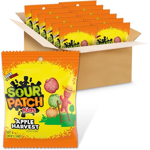 SOUR PATCH KIDS Apple Harvest Soft & Chewy Candy, Bulk Candy, 12-3.58 oz Bags