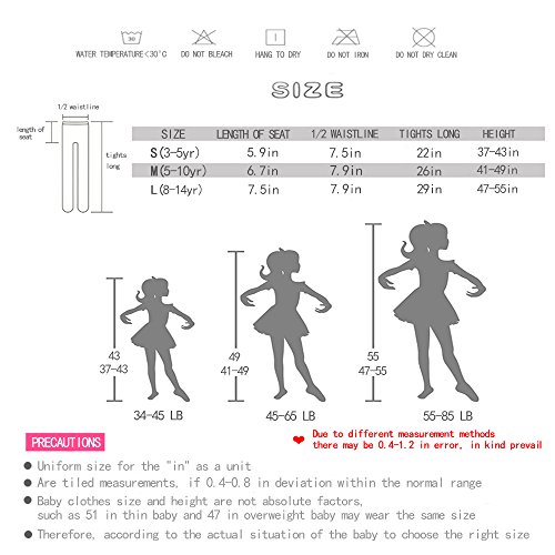 DIPUG 3 Pairs Girls\' Durable Soft Ballet Tights/Pink Footed Dance Tight Size 10-14