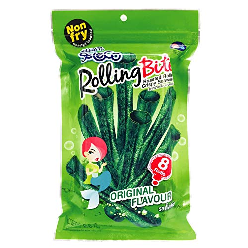 SELECO Sweet Roasted Seaweed Rolls / BUY 1 Roasted Seaweed Roll, GET 1 Big Bite Seaweed Sheet FREE /Non Fried - Roasted Seaweed Snack - Asian Snacks - Seaweed Chips - Healthy - Vegan (Pack of 1)