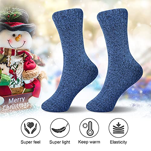 Image of ICEIVY Socks Women, Soft Knit Wool Winter Thick Warm Cabin Fuzzy Crew Women Socks 5 Pack