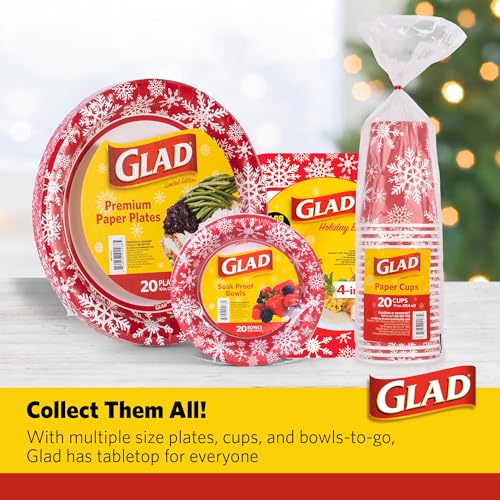 Image of Glad Disposable Aluminum All-Purpose Pans with Lids, Red and White Snowflake Holiday Print, Oven Safe Foil Steam Pans for Baking, Roasting, and Storage, 12.5 x 10.2 x 2.16 in, 2 Pans and 2 Clear Lids