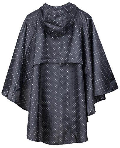 Qzunique Women's Waterproof Packable Batwing-Sleeved Raincoat Rain Poncho Jacket Coat Hooded For Adults With Pockets #TOP2