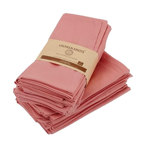 Lacheln Knots Pink Cloth Napkins Set Of 12 Cotton | Napkins Cloth Washable | Dinner Pink Napkins Cloth| Linen Cotton Wedding Napkins | 100% Cotton, Mitered Corners 18 X18 Inch #TOP18