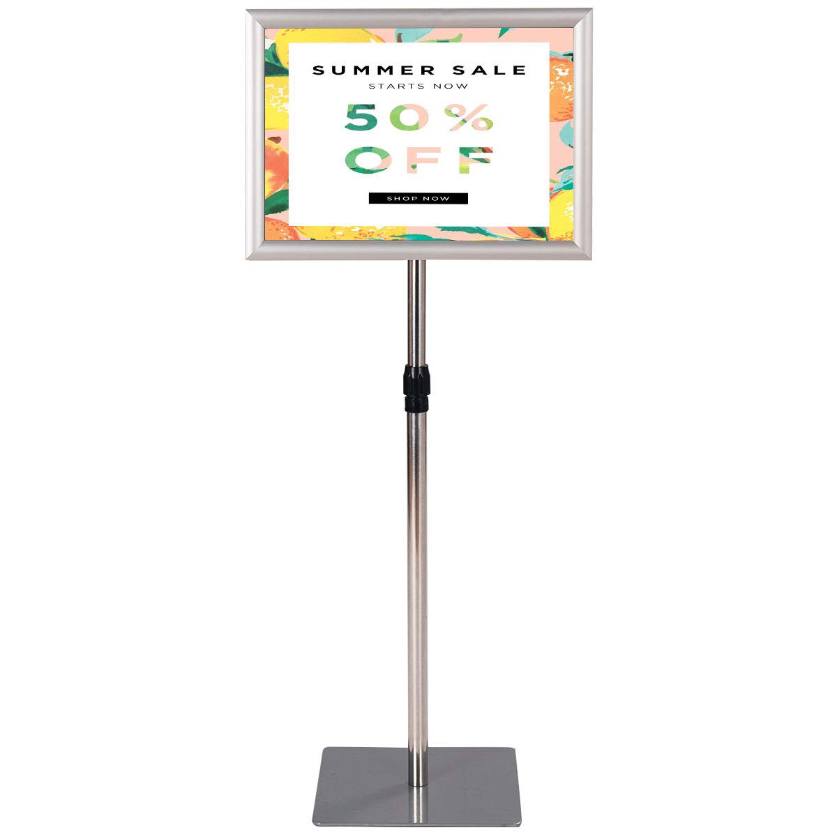 GIANTEX Espositore A3 ad Angolo Retto, Supporto per Informazioni con Struttura in Alluminio, Il Porta Poster Regolabile in 73,5-120 cm Altezza, Nero/Argento (A3 Argento)