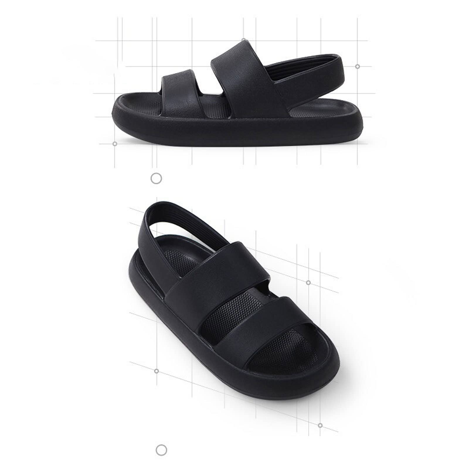 MMRTDJDR Sandalias para hombre Sandalias para hombre Zapatos de plataforma de verano Mujer Playa Exterior Zapatillas de EVA Hombre Suela suave y gruesa Toboganes de interior antideslizantes Cool Black