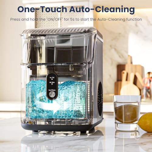Image of Antarctic Star Nugget Ice Makers Countertop with Self-Cleaning, 35lbs /24H, Portable Sonic Ice Maker Machine with Handle /Basket /Scoop for Home, Kitchen, Office, Camping(Black)