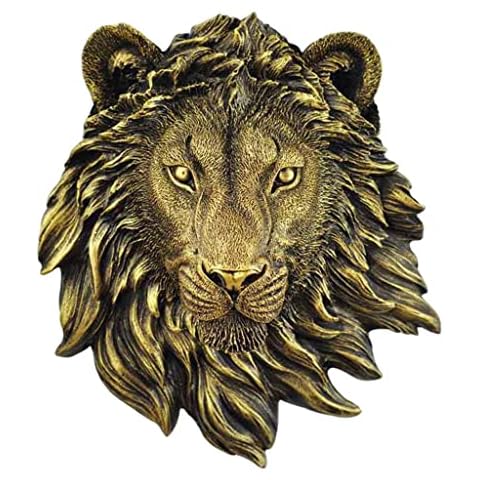 MagiDeal Animals Head Wall Hanging Decoration Head Wall Mount Sculpture for Bedroom Farmhouse Decoration, Lion Cover
