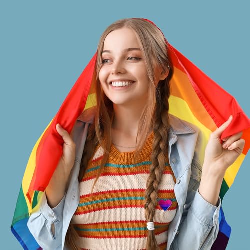 Image of LGBTQ+ Pride Pins - Rainbow Heart Flag Lapel Brooch Pin Badge Progress Pride Bisexual Transgender Nonbinary Lesbian Pansexual LGBTQ Accessories for Jackets Backpacks Hats