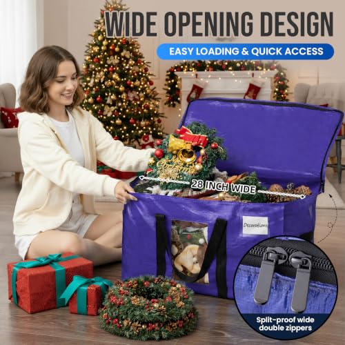 Image of TAILI 4 Pack Dark Blue Extra Large Moving Bags, Heavy Duty Totes with Visible Window, Wrap Around Handles, Great for Storage