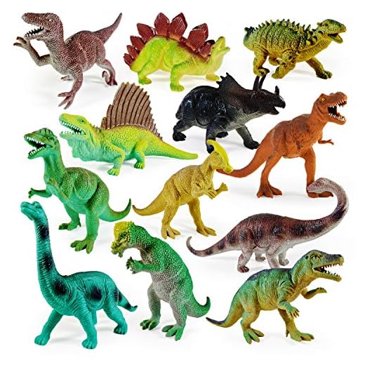 Boley 12 Pack 9-Inch Educational Dinosaur Toys - Kids Realistic Toy Dinosaur Figures for Cool Kids and Toddler Education! (T-Rex, Triceratops, Velociraptor, and More!)