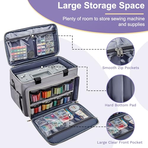 Image of Anitor Sewing Machine Carrying Case with Removable Bottom Padding, Sewing Machine Bag Fits Most Standard Sewing Machines and Storage Sewing Accessories, for Singer, Brother, Janome, Gray,(Bag Only)