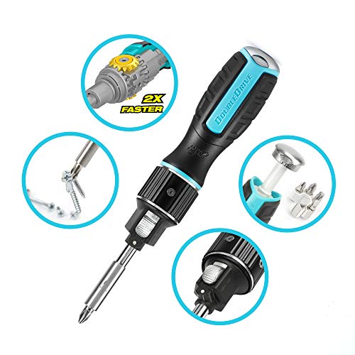DOUBLEDRIVE Ratcheting Screwdriver Set - 2X Faster, 37-piece Repair Tool Kits for Laptop, PC, Furniture, DIY Hand Work