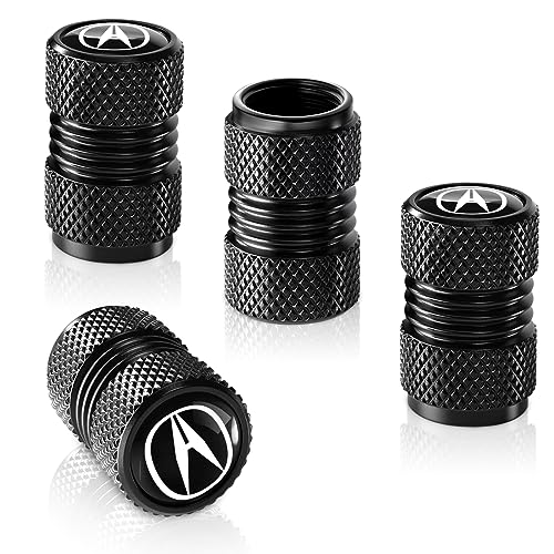4pcs Tire Valve Stem Caps, Compatible with Acura NSX RDX CDX RLX TLX TLX-L ILX RLX Series Stem Cap Universal Car Air Cover Car Accessories for Cars, SUV, Truck, Motorcycles (Black)