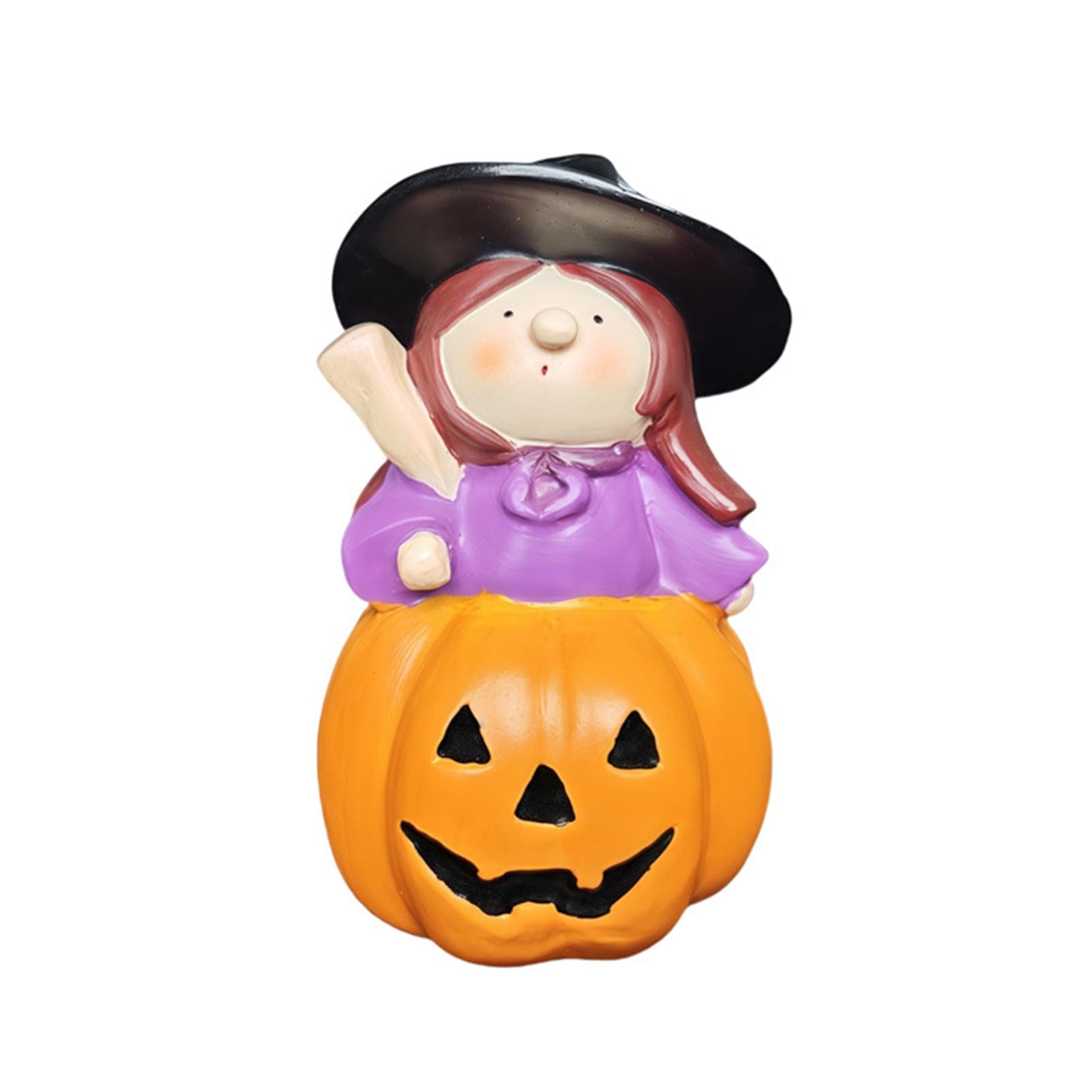 sugerou Halloween Witch Highland Cow Pumpkin Figurine, Resin Decor