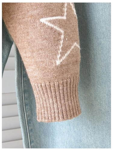 Image of RoseSeek Girl's Bow Graphic Sweaters Crewneck Long Sleeve Knit Pullover Tops Drop Shoulder Knitwear