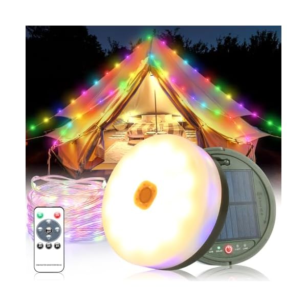 SUBOSI 10m Solarenergie USB 2 in1 Camping Lichterkette Aufrollbar