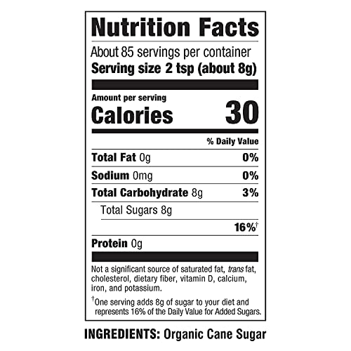 Sugar In The Raw Organic Granulated White Premium Cane Sugar, Pure Natural Sweetener, Hot & Cold Drinks, Coffee, Cooking, Baking, Vegan, Gluten-Free, Non-Gmo, Bulk Sugar, 24 Oz Bag (1-Pack) #TOP5