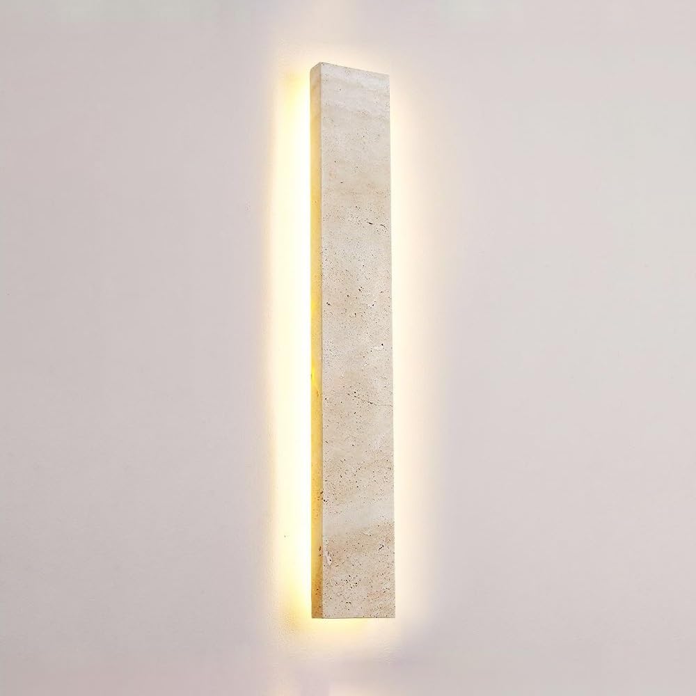 COSRUB Long Strip Travertine Wall Lamp, Ambient Side Lighting Linear Wall Lights Minimalist Full Spectrum 3CCT Selectable Wall Sconce for Hallway Stairs Entryway(Rectangle,60cm/23.62in)
