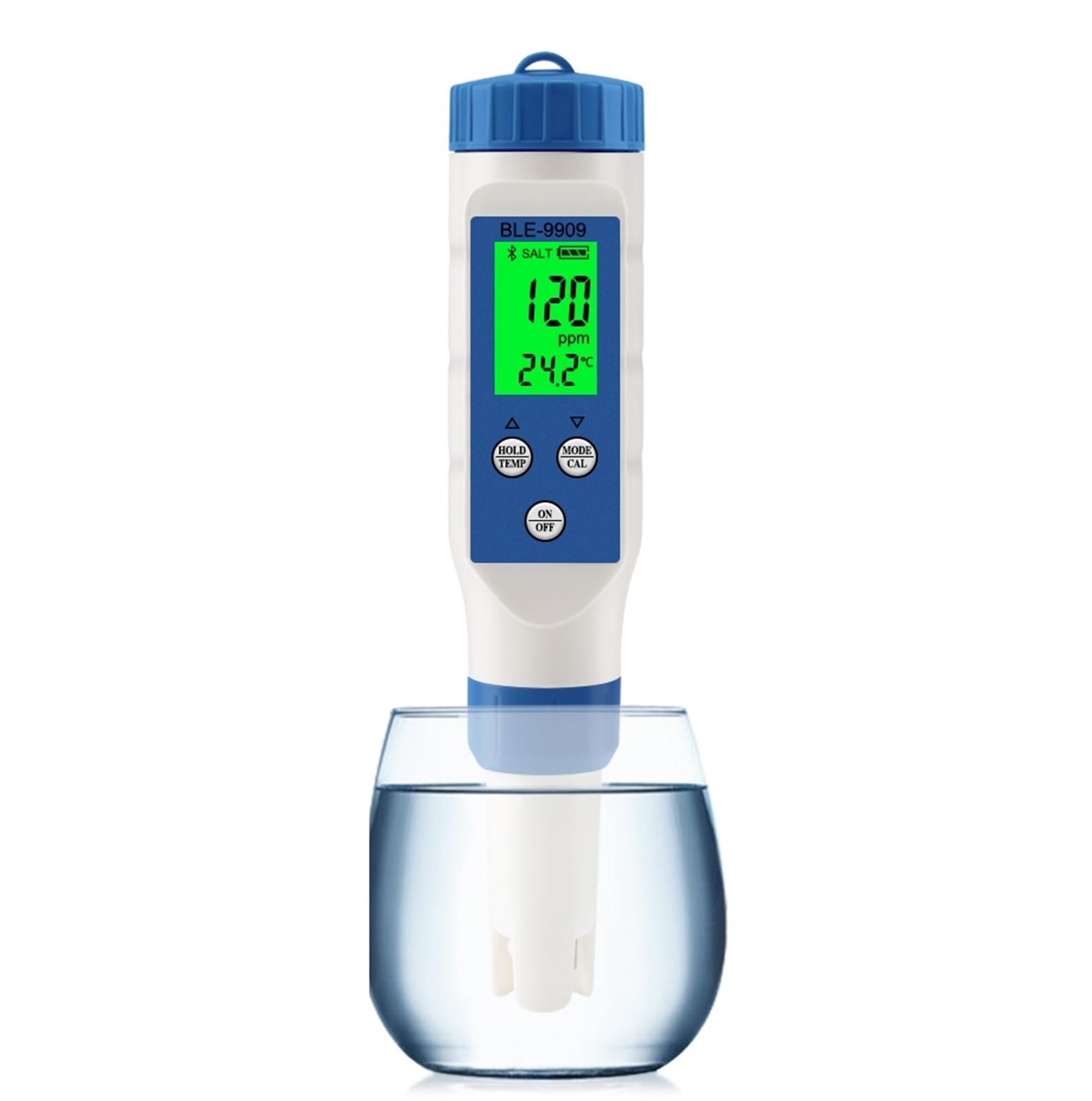 Digital pH Meter, Bluetooth Seawater Salinity Meter Salt Tester Monitor for Aquariums Pool Fish Tank Seafood Aquaculture 0.1-200ppt ATC