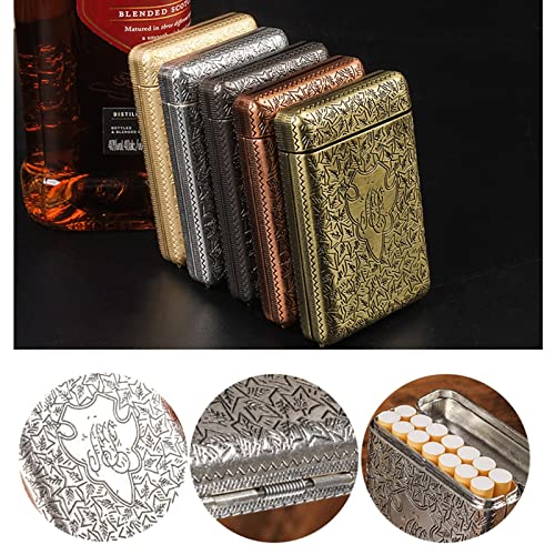 Zingingen Metal Cigarette Case,Vintage Carved Cigarette Storage Case Pouch, 14 Count Pack Cigarette Storage Container，Handmade Portable Shatterproof Case Box Best Gift For Men Women (Color : B) #TOP1
