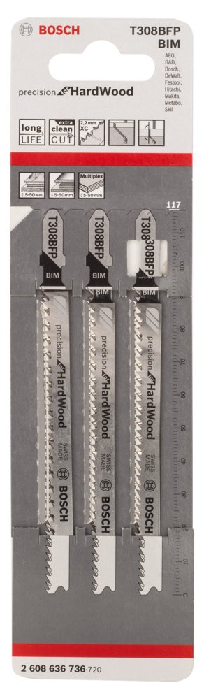 Bosch Professional Stichsägeblätter 3-tlg. | Für Hartholz | Extra Clean Schnitt