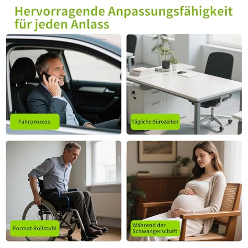 Steißbeinkissen Donut Kissen, Orthopädisches Hämorrhoiden Sitzkissen mit Memory-Schaum gegen Steißbein-, Ischias- & Rückenschmerzen, Druckentlastendes Sitzkissen für Büro, Auto, Rollstuhl & Reisen