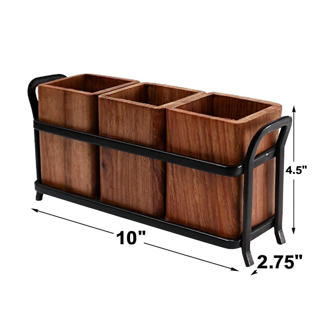 Craft Mshopr Spoon Holder - Wood & Iron Cutlery Rack -3