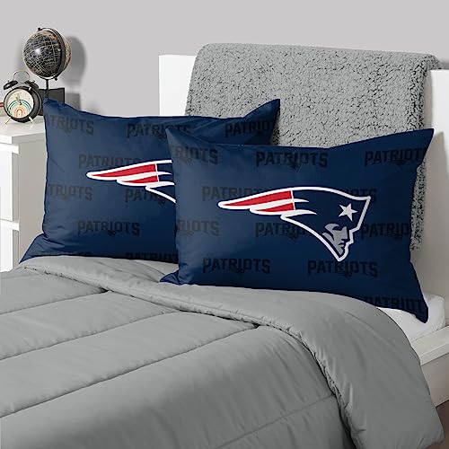 FOCO New England Patriots NFL Team Color Big Logo Standard 2 Pack Pillowcases
