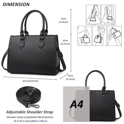 Image of TANTOMI Womens Purses and Handbags Vegan Leather Tote Bag Black Purses for Women Trendy Satchel Bags Adjustable Strap