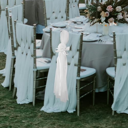 Fleurs pour chaises de mariage blanches Ciieeo décorations d'allée - 6