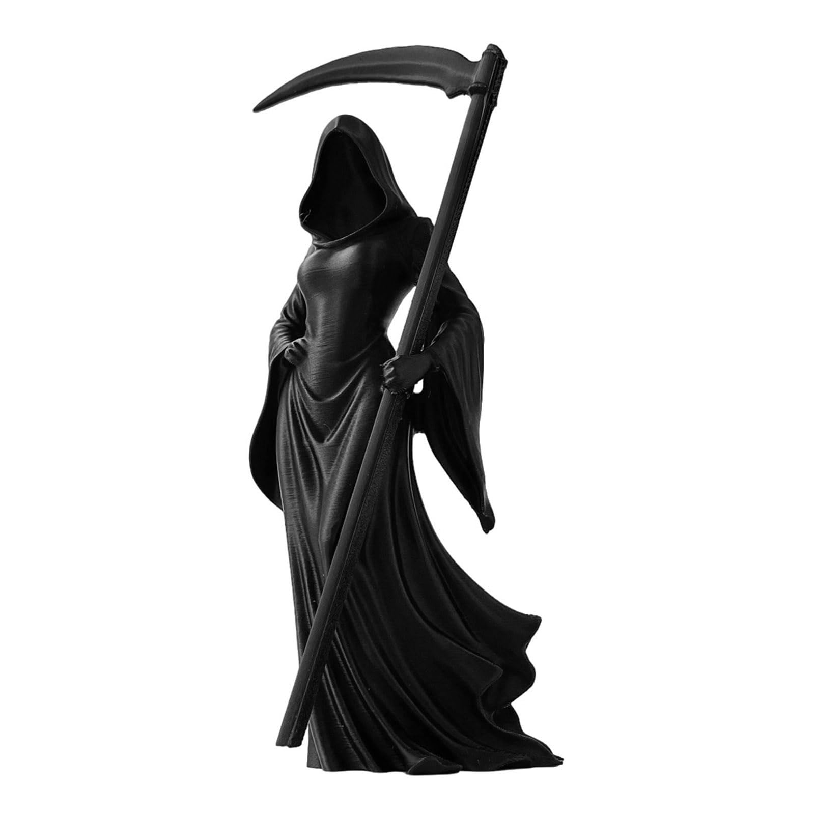 Pasisuu 3D Printed Female Grim Reaper Statue, Hooded Faceless Gothic Resin Figurine with Detachable Scythe, Mystical Fantasy Ornament for Bookshelf Office, Halloween Desk Decor Gift C