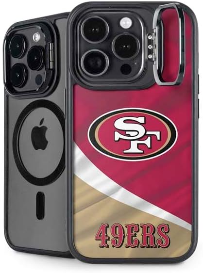 Skinit Kickstand Phone Case Compatible with iPhone 14 Pro - Officially Licensed NFL San Franciso 49ers Black & White Design