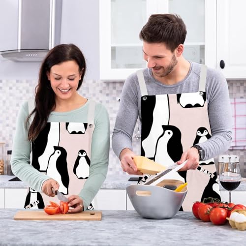 Tablier de cuisine pingouin contre les taches de graisse et éclaboussures