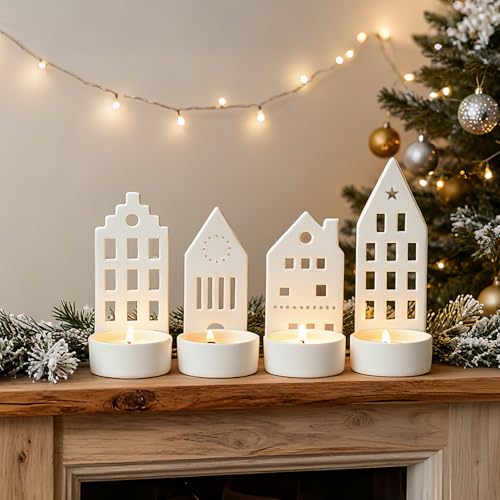DN DECONATION House Tealight Candle Holders Set of 4 –