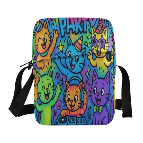 messenger bags for women Small Crossbody Bag Women Croos Body Purses Adjustable Strap for Shopping Shopping- Cat Party Graffiti