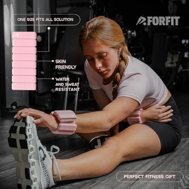 FORFIT | Wrist Weights | Ankle Weights for Women and Men - 2LB Pair (1LB Each) with Resistance Bands | Weights Dumbbells set for Yoga, Pilates, Physical Therapy, Walking | Adjustable Dumbbells Sets for Gym & Home