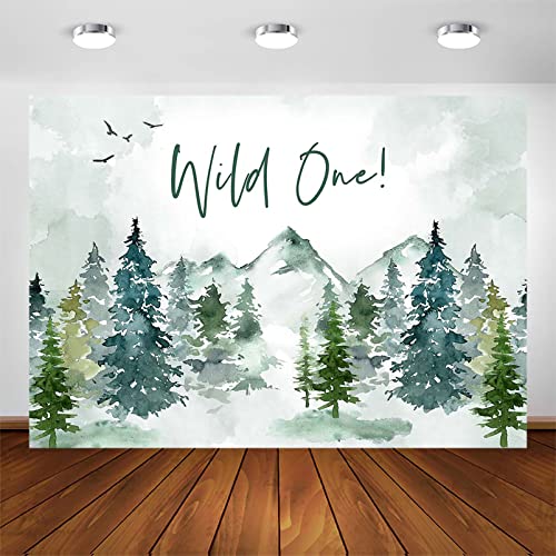 Avezano Wild One Backdrop Jungle Woodland Theme Boys 1st Birthday Party Decorations Adventure Wild One Photography Background Cake Table Banner (10x7ft)