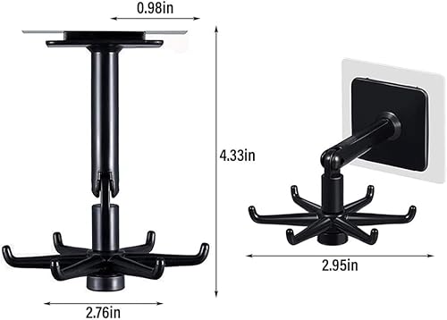 Miniatura 5 de 365Home Ganchos colgantes para utensilios de cocina, colgador de pared, giratorio de 360 grados, gancho plegable autoadhesivo, estante para