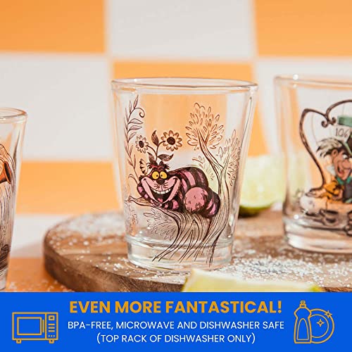 Disney Alice In Wonderland Character Scenes 2-Ounce Mini Whiskey Shot Glasses, Set Of 4 | Home Barware For Liquor And Beverages #TOP6
