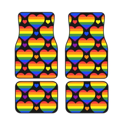 Alfombrillas de coche de la bandera del orgullo gay, pack de 4 alfombras antideslizantes