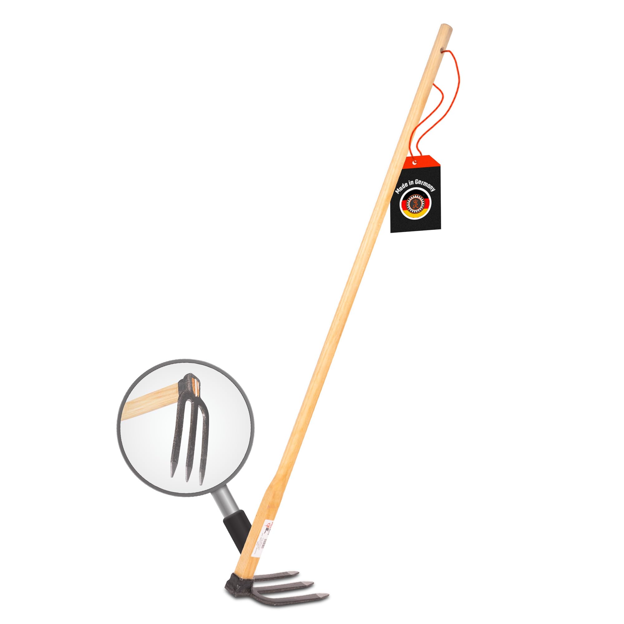 SHW-FIRE Karst 59056 - Azada de jardín (3 dientes, punta con mango de madera de fresno, 135 cm)