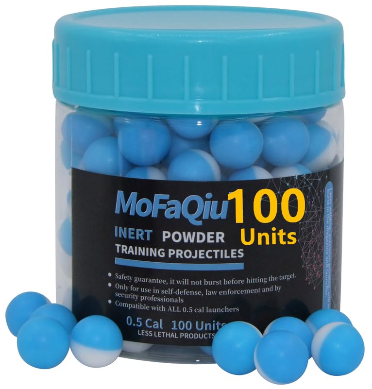 MoFaQiu .50 Cal Inert Ball,Fracture Groove Design,Laser Welding,for Training Paintball,Pepper Practice Balls, Pepper Training Ball, Compatible All .50 Cal Pepper Ball launchers (100 Units)