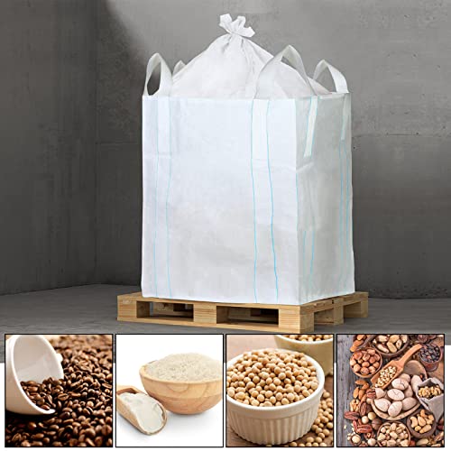 Hoolerry 12 Pcs FIBC Bag Bulk Sack Bulk Bag for Construction Dumpster Sand 1 Ton 3300lbs 35x35x43 in Heavy Duty Large Sand Sacks with Duffle Bottom and Handle for Industrial Transport - Image 3