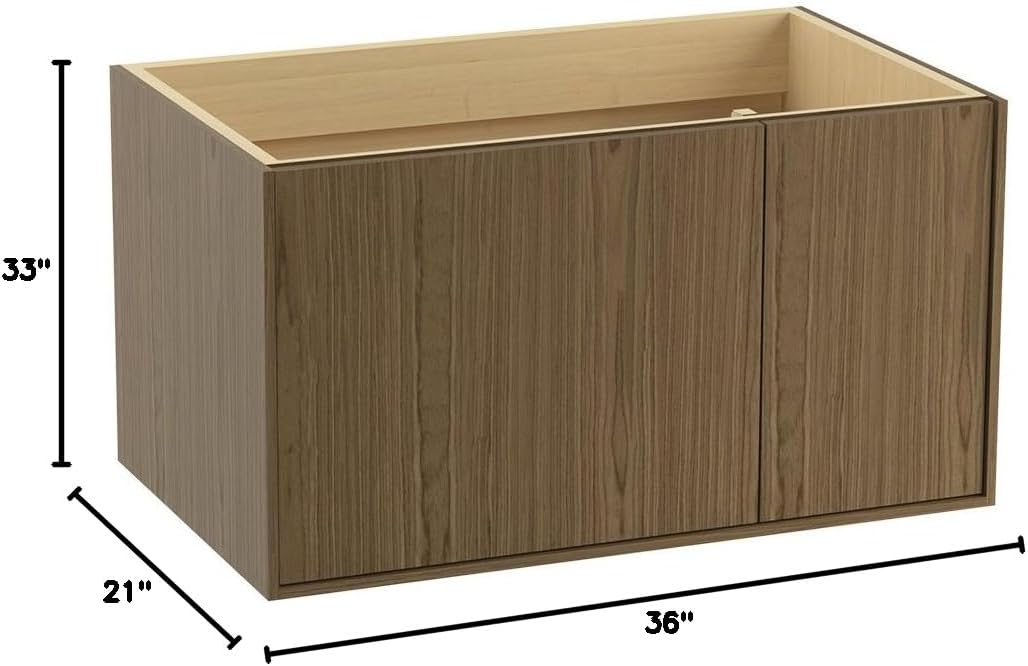 Kohler K-99543-R-1WM Jute 36-Inch Vanity with 1 Door and 1 Drawer on Right, Walnut Flax