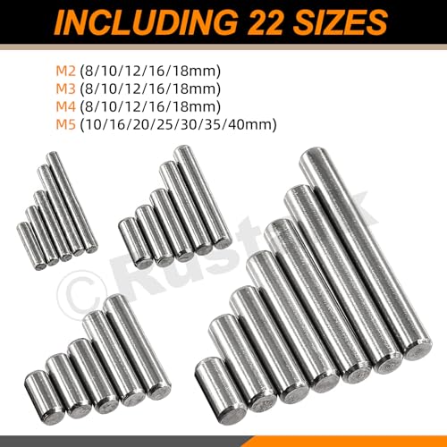 Rustark 304 Edelstahl Dübelbolzen Zylindrische Regalstütze Peg Pin Rod Fast-Elemente Sortiment Kit (22 sizes)