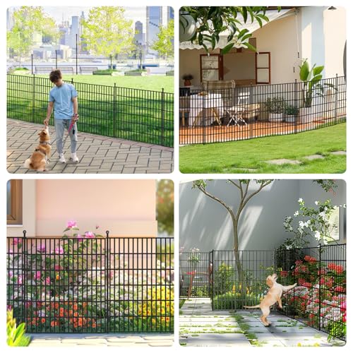 Image of Toolterritary 10 Panels No Dig Garden Fence, 32 in(H) X24.2 ft(L) Metal Fence Panels, Thickened Rustproof Garden Fencing, Animal Barrier Fence for Dogs, Rabbits, and Patio