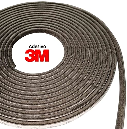 Veda Frestas Escova Adesivo Porta Janela 10x7mm - 5 Metros (CINZA)