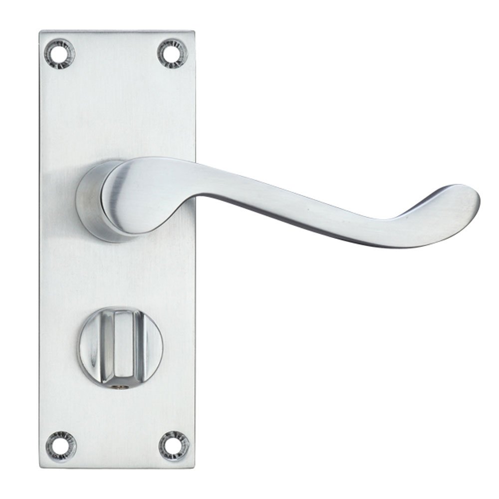 Project Chrome Victorian Scroll Door Handles - Privacy Set - Satin
