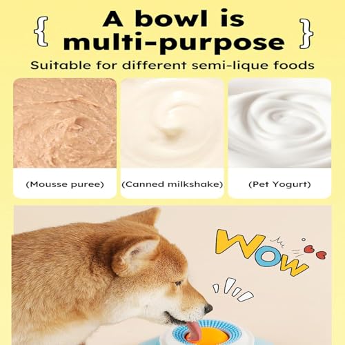 Lick Bowl Für Hunde, Nassfutter Lick Pad Mit Saugnapfbecher, Hund Leckt Futternapf mit Integrierter Drehkugel für Gelangweilte Welpen Futterausgabe (blau)